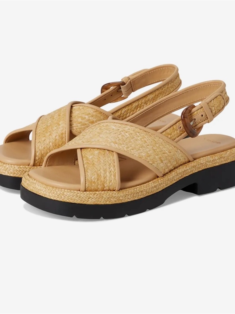 Vince Helena Woven  Crisscross Slingback Sandals in Natural Size 7